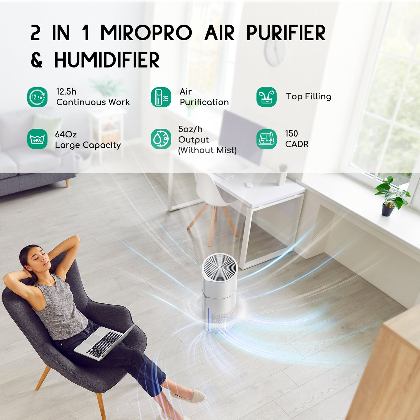 Afloia Miro Pro 2-IN-1 Air Purifier & Humidifier