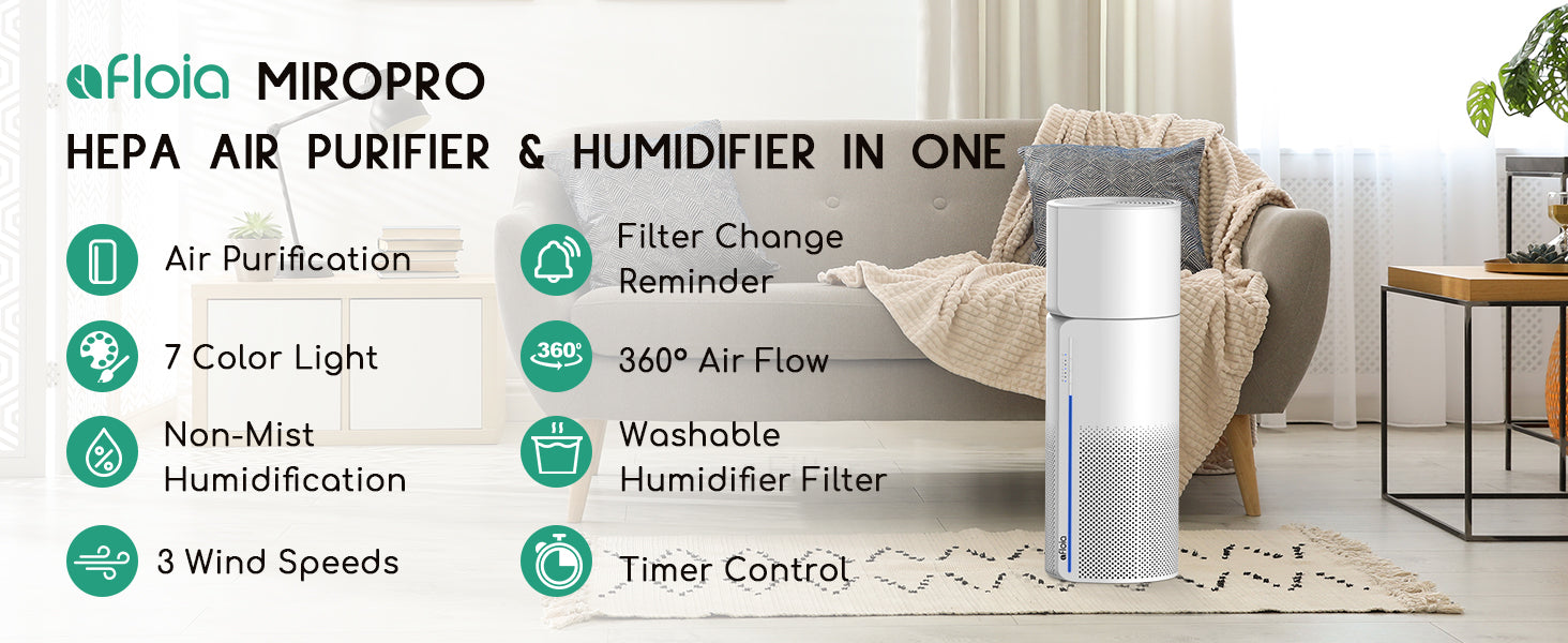 Afloia 2 deals in 1 HEPA Air Purifier with Humidifier Miropro