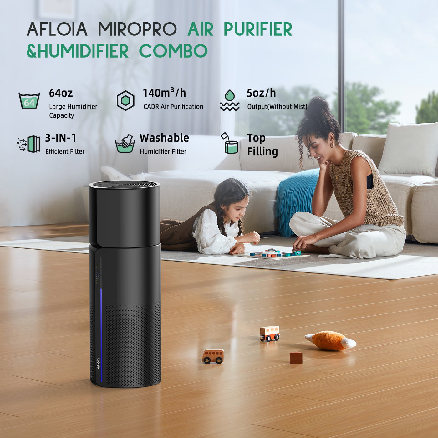 Afloia Miro Pro 2-IN-1 Air Purifier & Humidifier